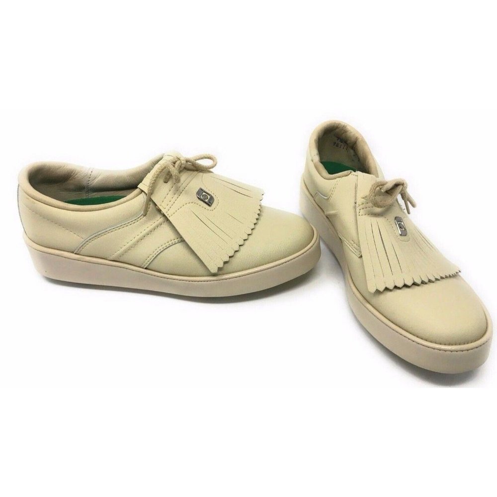 Vintage FOOTJOY Ultra-Joys Beige Leather Golf Shoes - Women's 7.5 - USA - Picture 2 of 10